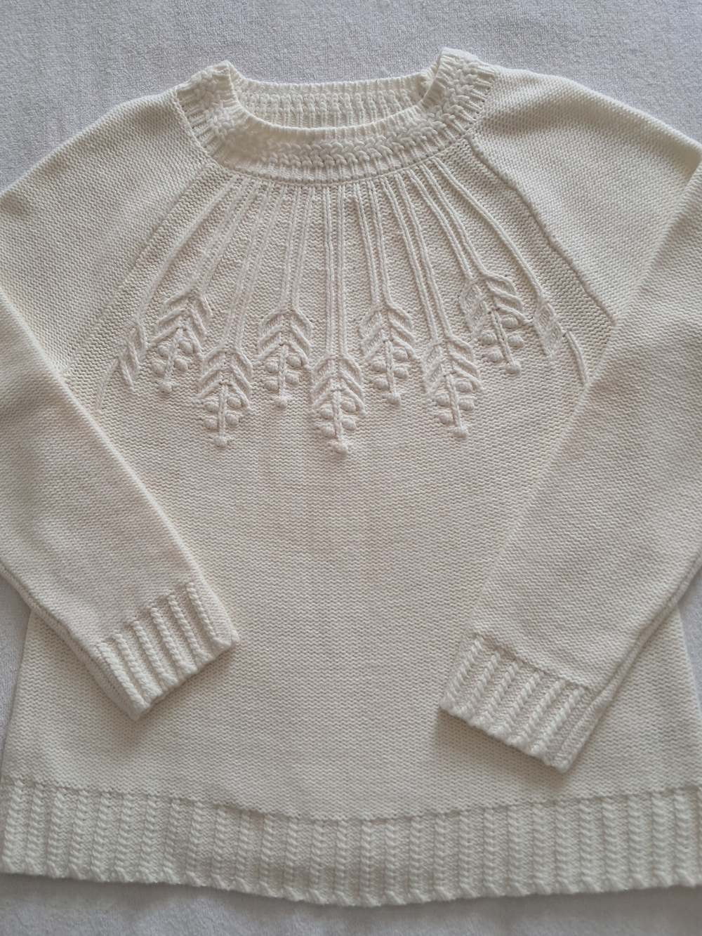 Talbots Cream Textured Yoke Crewneck Sweater Size L